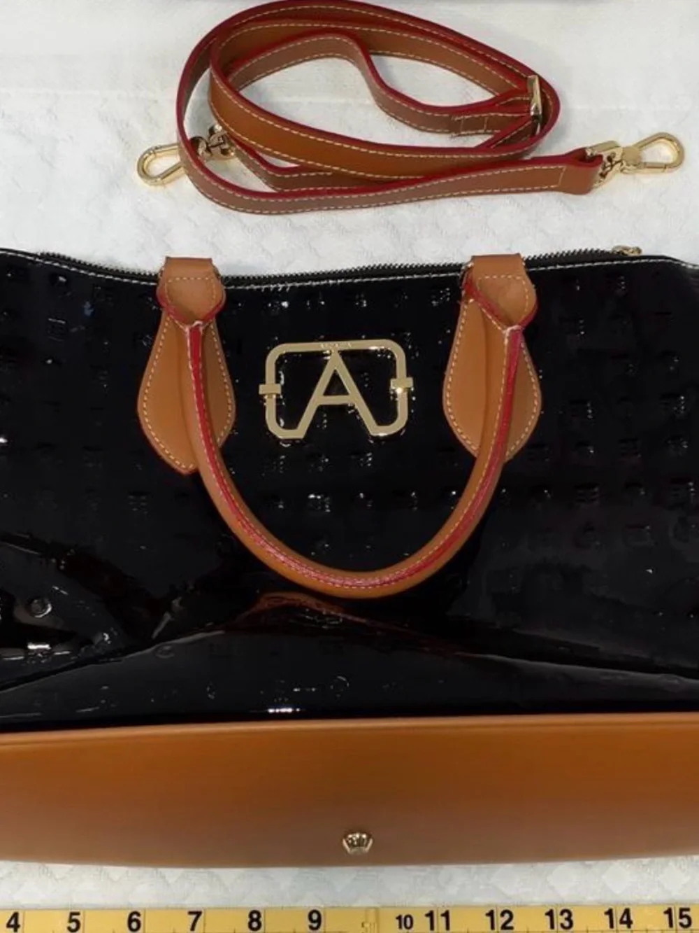 Arcadia Black Patent Leather Purse Made In Italy